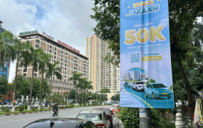 TREO PHƯỚN DỌC QUẢNG CÁO - XANH SM