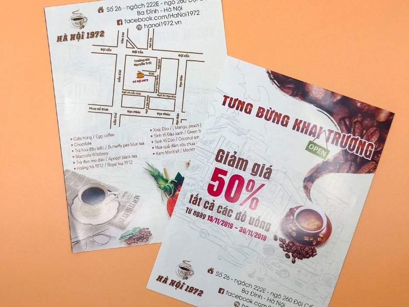 Mẫu in tờ rơi khai trương quán cafe