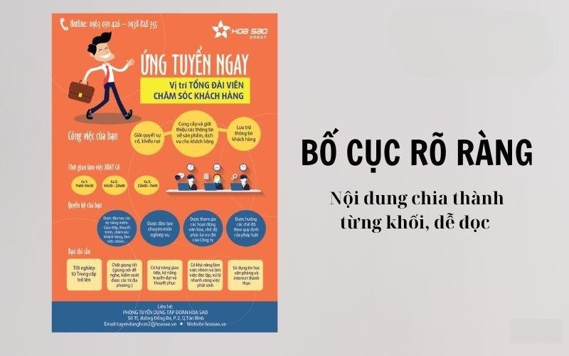 Mẫu tờ rơi tuyển dụng có bố cục rõ ràng