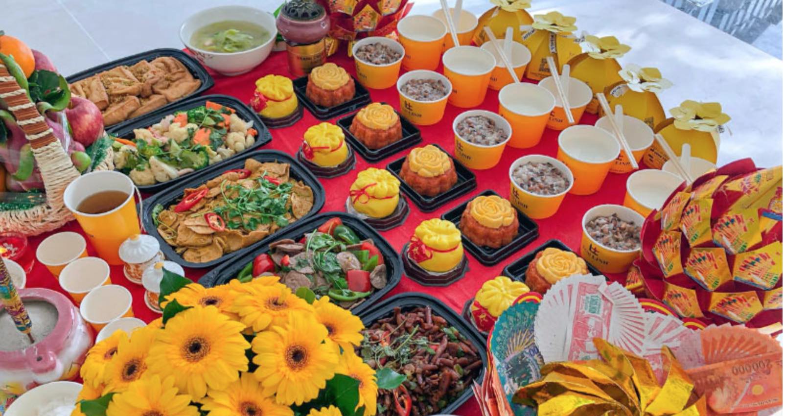 Mâm cúng khai trương chay