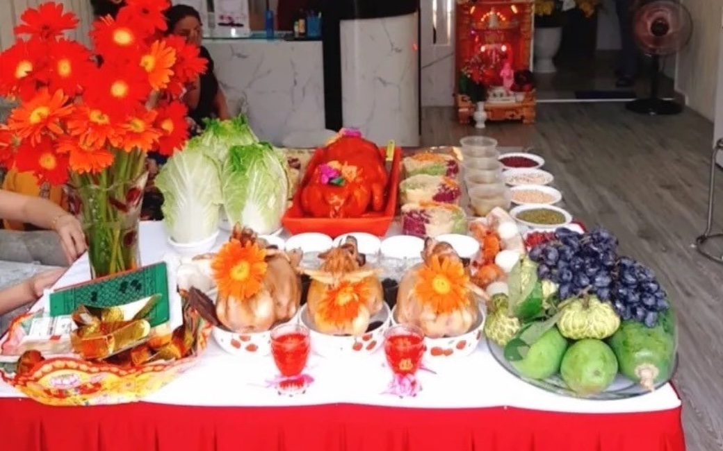 Mâm lễ vật cúng ngày khai trương spa 
