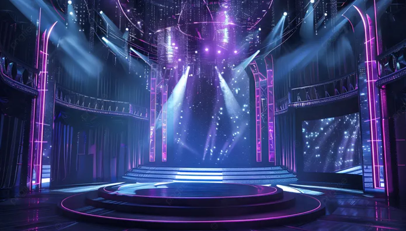 Nền Sân Khấu Năng động Mang Phong Cách Tương Lai Với đèn Neon
