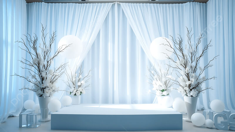 Trang trí sân khấu Year End Party Kim sa/Vải lụa