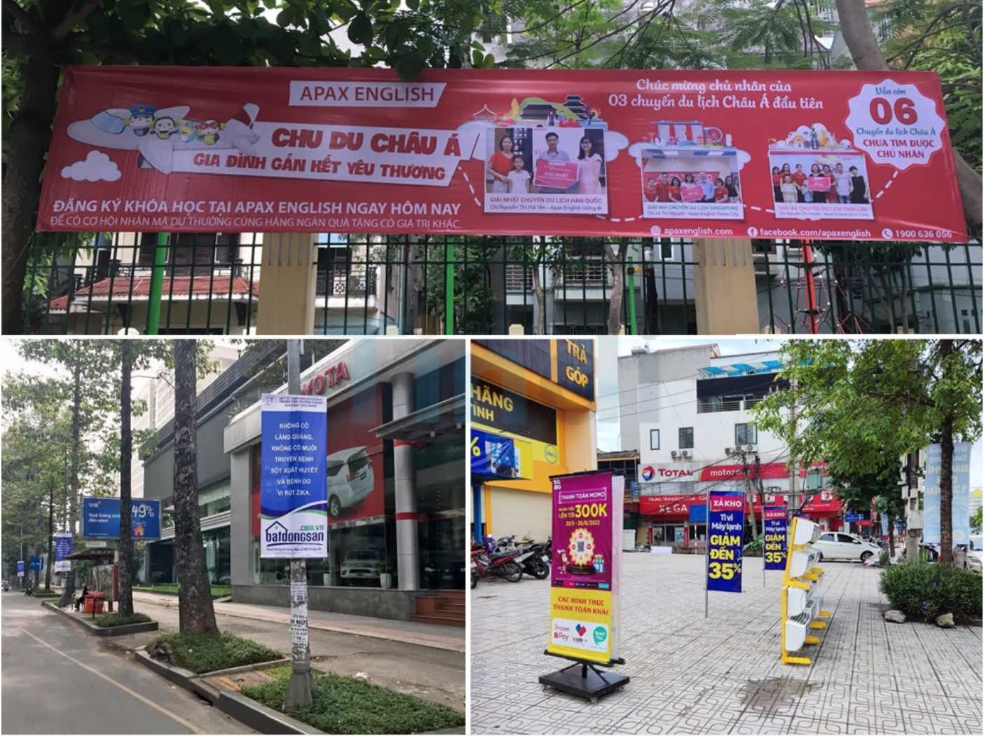 Treo băng rôn và phướn dọc các tuyến đường