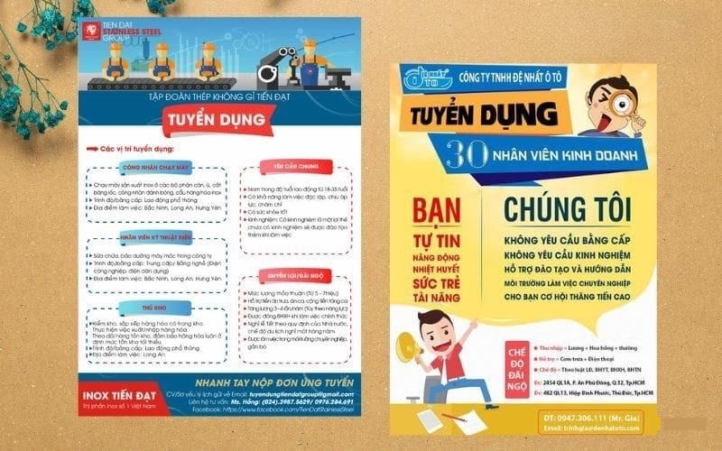 Mẫu tờ rơi tuyển dụng đa ngành – đa dạng vị trí